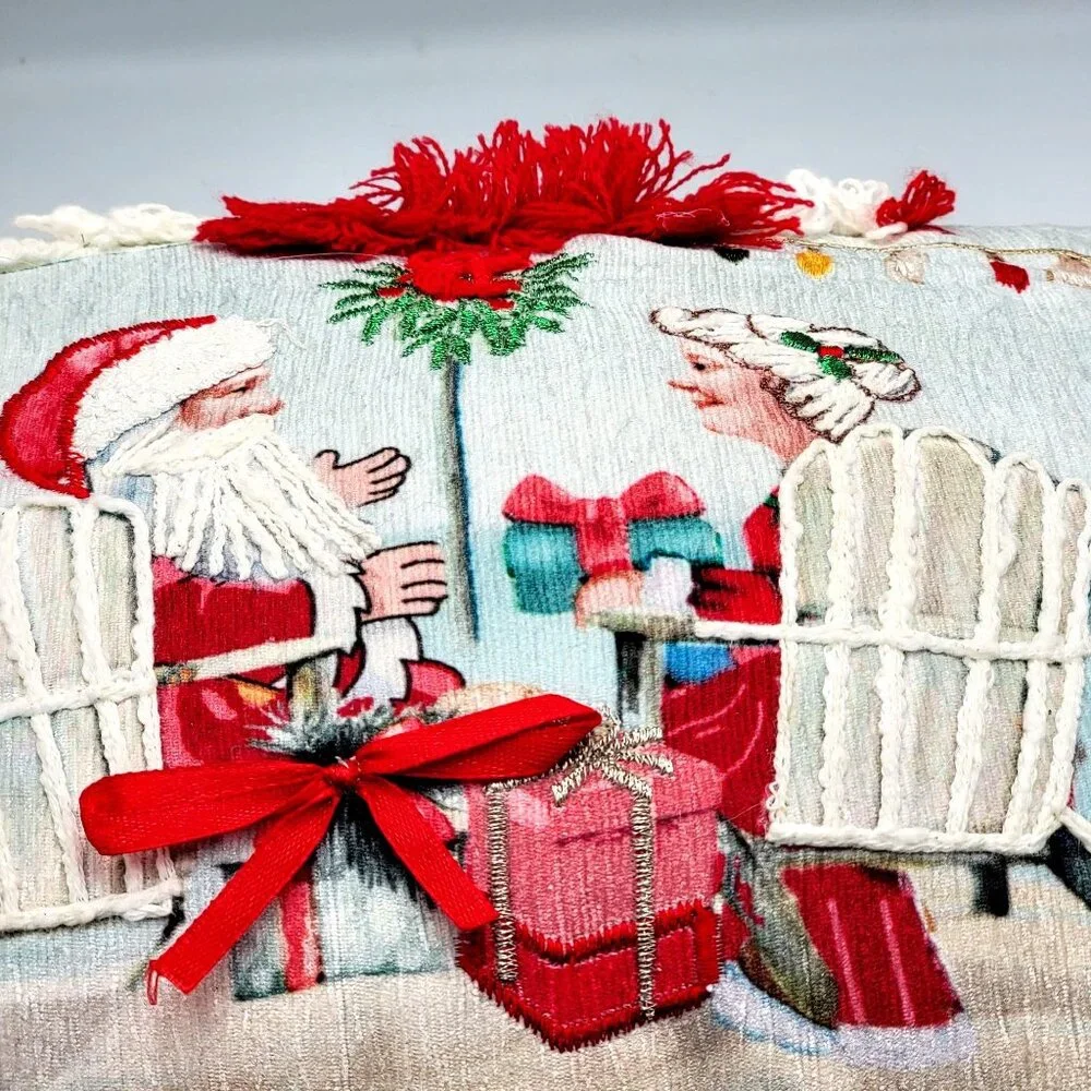 Tommy Bahama Christmas Beach Pillow 12x16 Santa & Mrs. Claus Coastal Design With